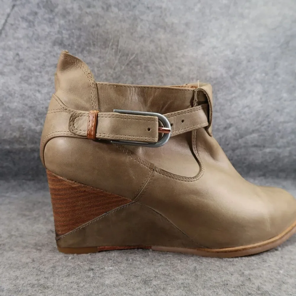 J Shoes Womens 10 Wedge Booties Fashion Leather Classic Tania Zip Buckle Strap